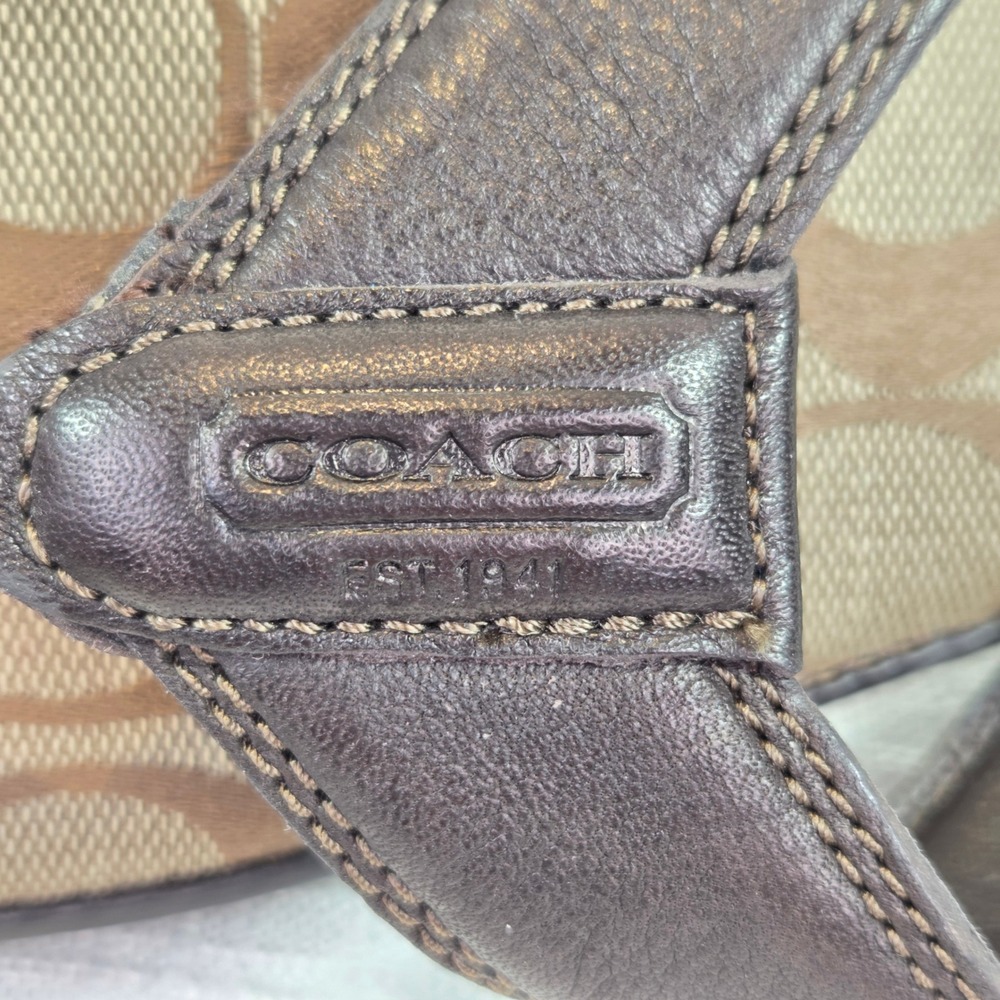 Coach Men's Brown Signature Monogram Leather Flip Flop Sandals H1107-Q740 Size 8 - Picture 4 of 10